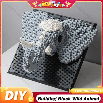 Dimanta Daļiņas Celtniecības Bloku Dzīvnieku Zilonis Sienas Kolekcija Mājās Apdare Savvaļas Dzīvnieku 3D Modeli Montāža Rotaļlietas Ķieģeļu Dāvanas