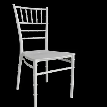 ML-R18 Factory Outlet Paaugstināma baltu sveķu Plastmasas Tiffany Chivari Kāzu Krēsls
