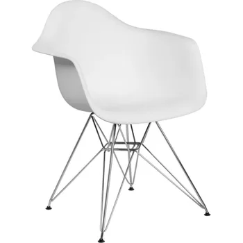 Alonza Sērijas Balta Plastmasas Krēsla ar Chrome Bāzes mājīgu krēsls, atpūtas krēsls troņa krēsls