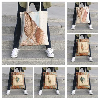 Audekls pleca soma, organizācijas, uzglabāšanas somiņa kosmētikai ceļojuma sieviešu soma iepirkšanās auduma soma zemūdens pasauli stils
