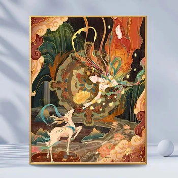Guofeng Gufeng Digitālā Eļļas Glezna Puses -piepildīta Eļļa, Paņēma Puķu Dzīvojamā Istaba Guļamistaba Dekorēšana Glezna Valsts Jūra Apdare
