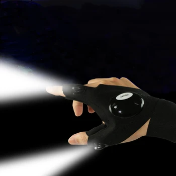 Āra Rīku, Zvejas Fingerless Cimdi LED Lukturīti Lāpu Tūrisma Pārgājieni Izdzīvošanas Glābšanas Vairāku Gaismas Instruments, Kreisajā/Labajā Rokā