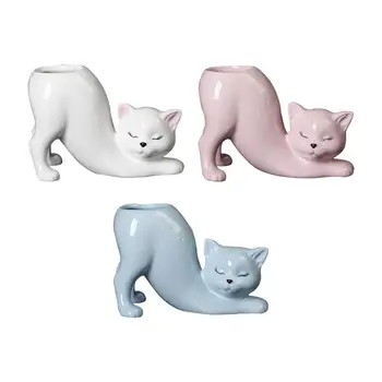 Kaķis Asti Puķu Pods Keramikas Vāze, lai Dzīvojamā Istaba Guļamistaba Piederumi Terases
