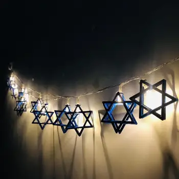 radošā Hanukkah Zvaigžņu Stīgu Gaismas Logu Dekorācijas, Gaismas Bateriju Darbināmas Hanukkah LED Gaismas Dekori Kamīns Istabu