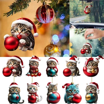8CM Akrila Cute Karikatūra Kaķis 2023 Ziemassvētku Rotājumi Piekārtiem Rotājumi Ziemassvētku Dāvanu Kulons Puses Piegādes Apdare