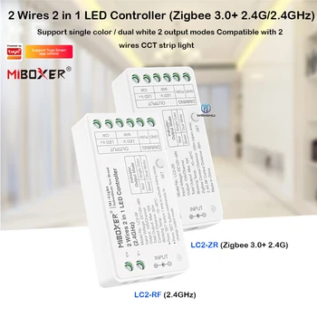 Miboxer LC2-RF/ZR Vienu krāsu LED Lentes Kontrolieris 2 Vadi 2 in 1 LED Kontrolieris (Zigbee 3.0+2.4 GHz) Reostats KMT COB led Sloksnes
