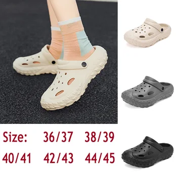 （509）Vasaras neslīdoša dārza kurpes sandales Baotou kāju dobi bieza soled kāju pludmales apavus riepu soled čības