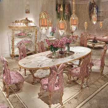 Eiropas luksusa pusdienu galda un krēsla kombinācijā,francijas tiesa shell pusdienu galda, pasūtījuma mēbeles