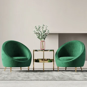 Fancy zaļā samta krēsli olu forma apaļa lounge atpūtas atpūsties dzīvojamā istaba krēsls